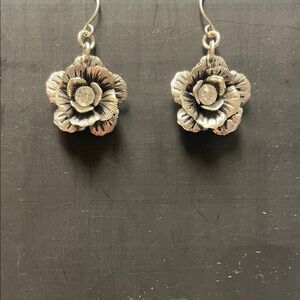 Floral Drop Earrings in Antique Silver - Women Jewelry